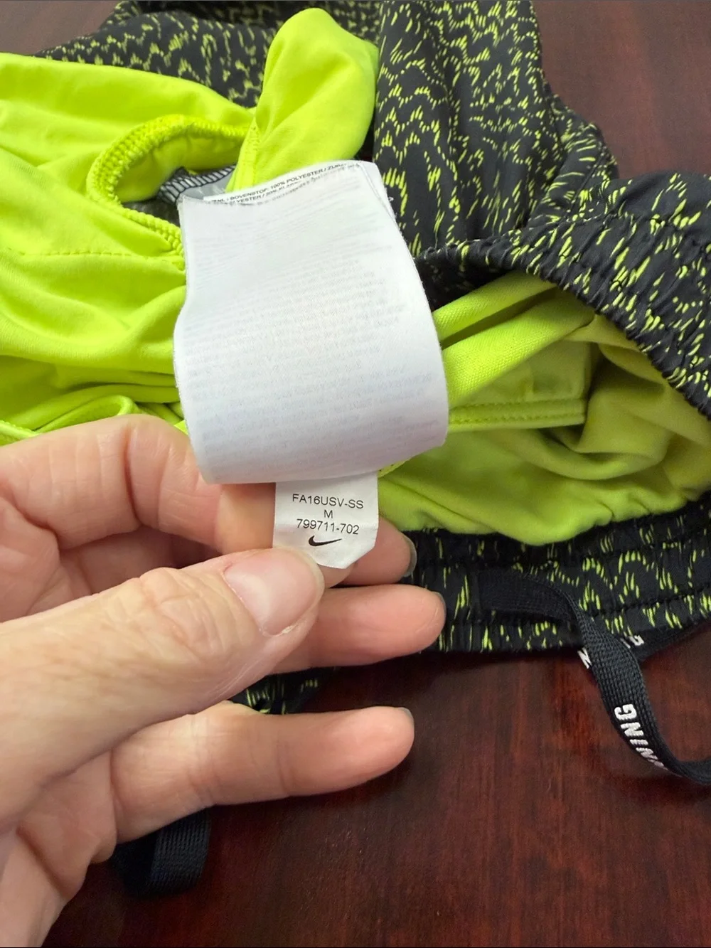 Nike Women’s Black and Neon Green Patterned Athletic Shorts